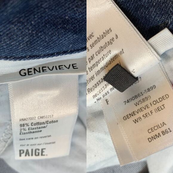 PAIGE Genevieve Jeans Women 27 High Rise Flare Belted Medium Indigo Cecilia - Picture 12 of 16